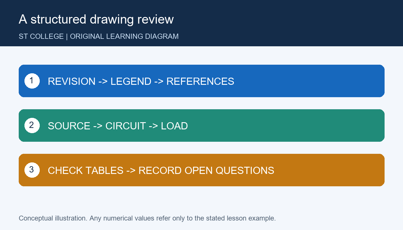 رسم تعليمي أصلي خاص بالموقع — A structured drawing review